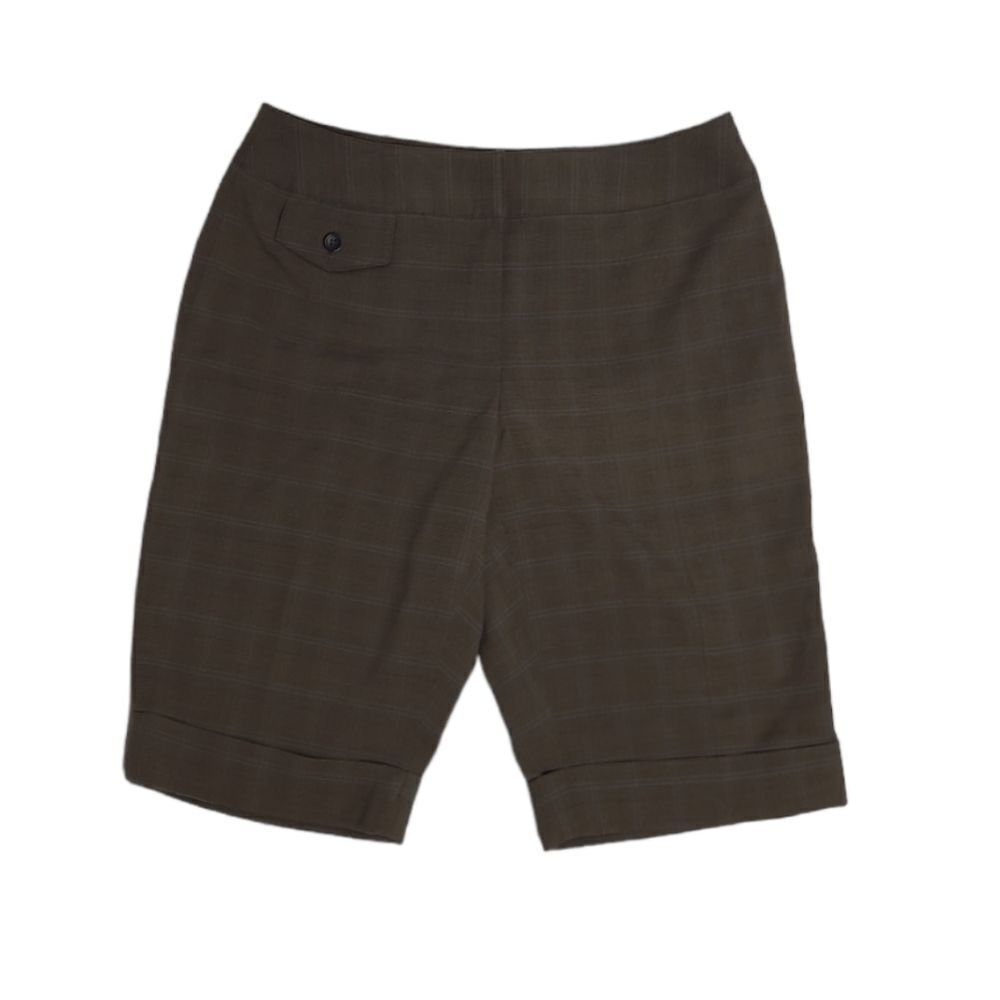 Y2K dark academia brown plaid cuffed business‎ bermuda shorts 6